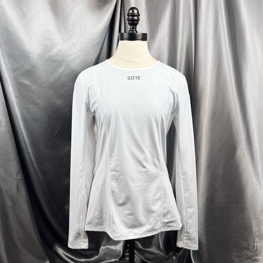 GORE Windstopper Medium Base Layer Long Sleeve‎ Shirt Light Grey White Ski Snow